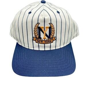 Men's white and blue striped New York ball cap. Ages 14 & up. OS‎ snap back. NWT